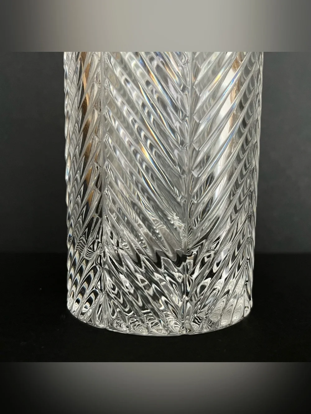 Vintage Ralph Lauren Herringbone Crystal Highball Glass Vase Heavy Bottom 6-1/4